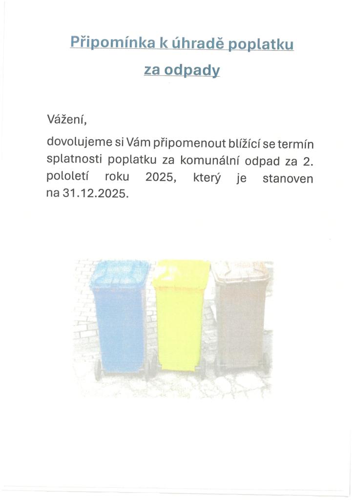Připomínka - úhrada za&nbsp;odpady