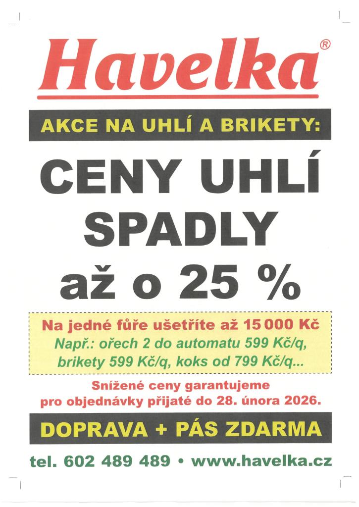 Akce na&nbsp;uhlí a&nbsp;brikety 2026