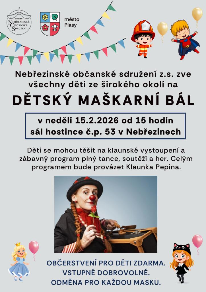 Dětský maškarní bál -Nebřeziny 2026