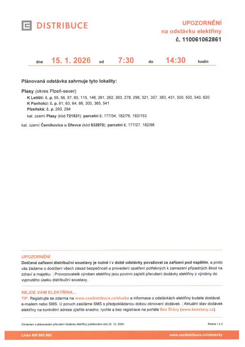 Odstávka elektřiny