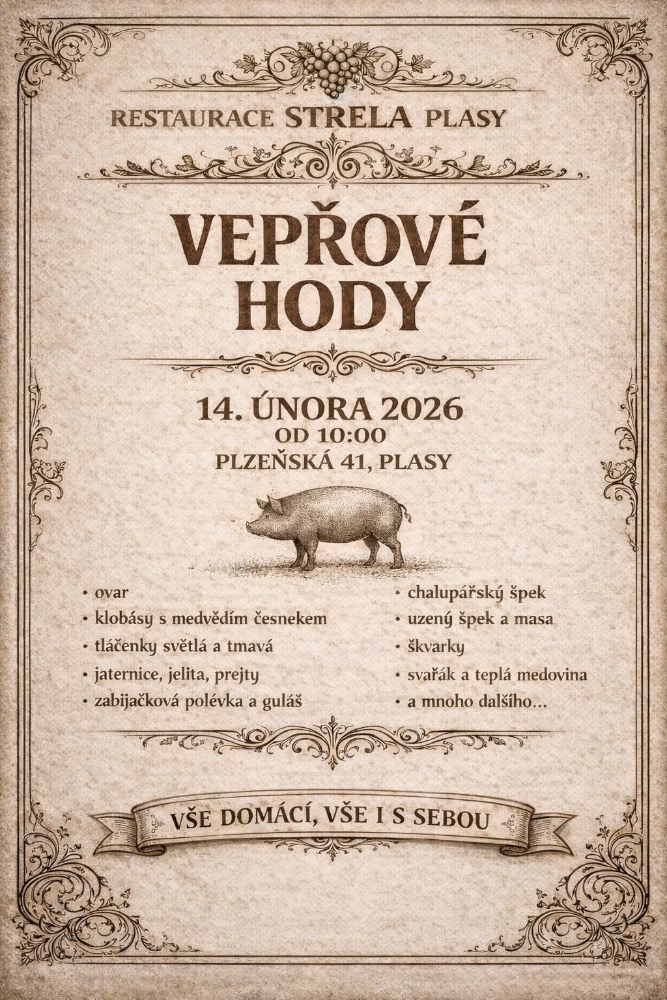 vepřové hody plasy 14.února 2026